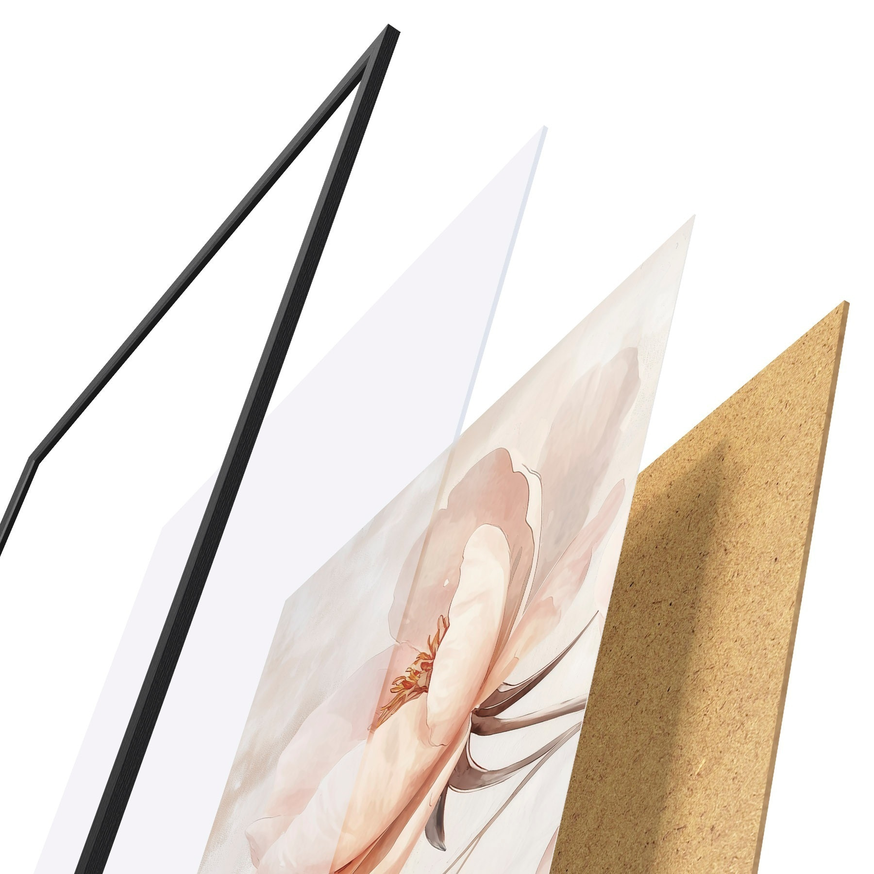 Poster Fleur rose-beige à l'aquarelle f51098