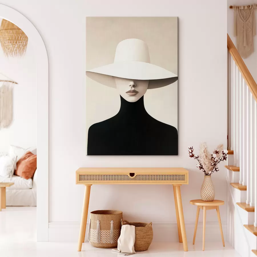 Tableau Une femme au chapeau blanc s51146