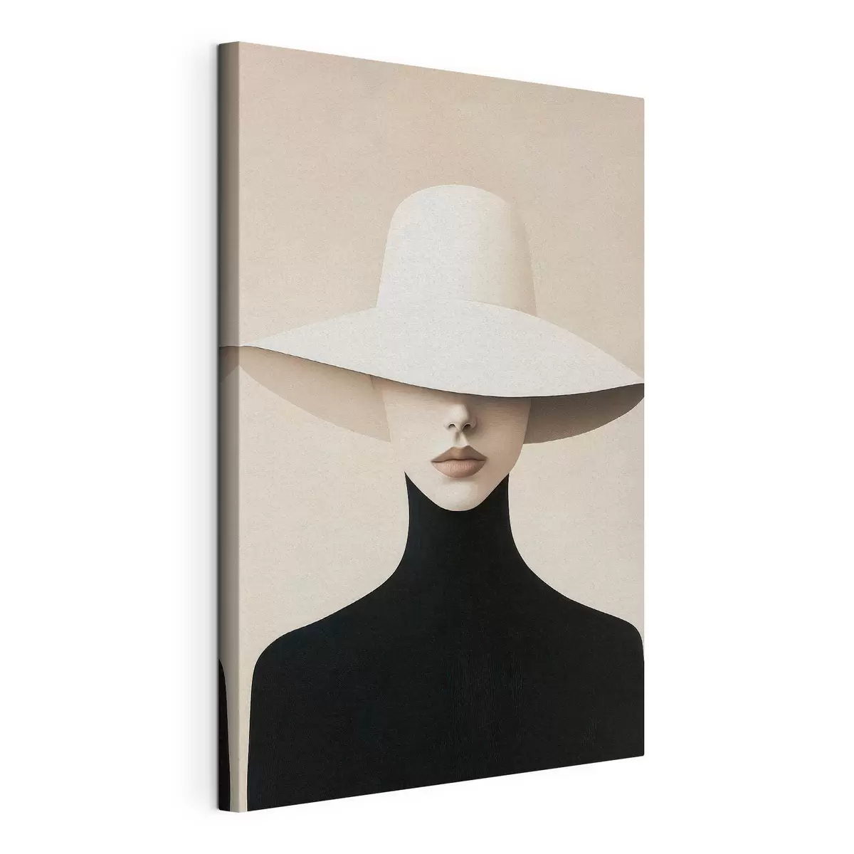 Tableau Une femme au chapeau blanc s51146