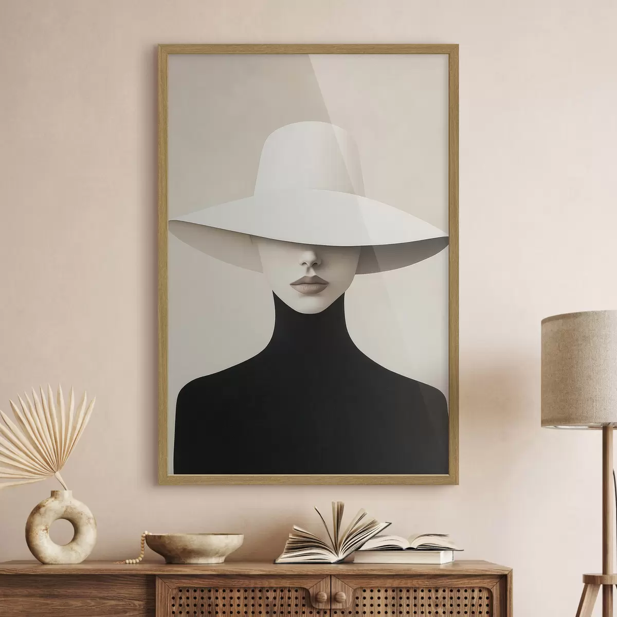 Poster Une femme au chapeau blanc f51146