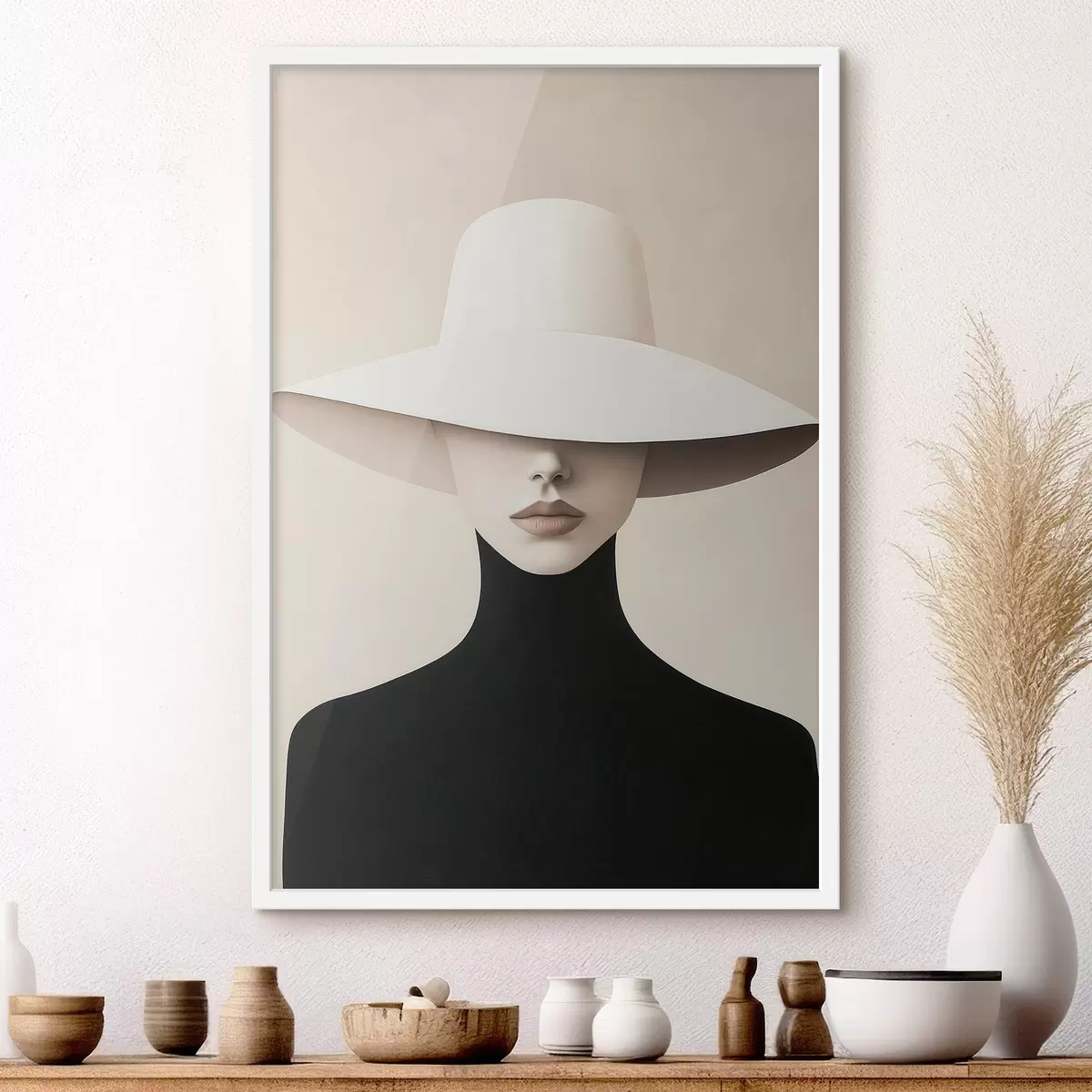 Poster Une femme au chapeau blanc f51146