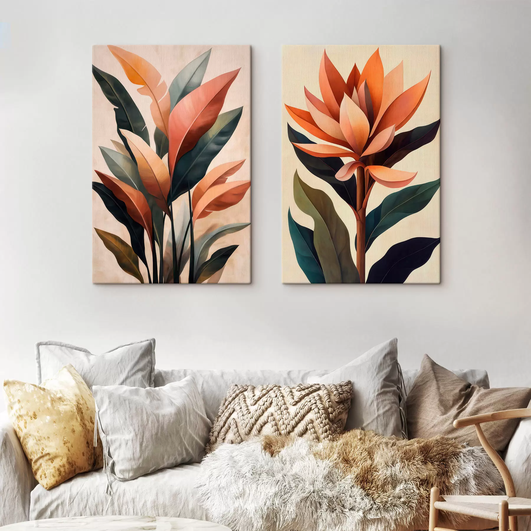 Tableau Fleurs et feuilles abstraites m31105