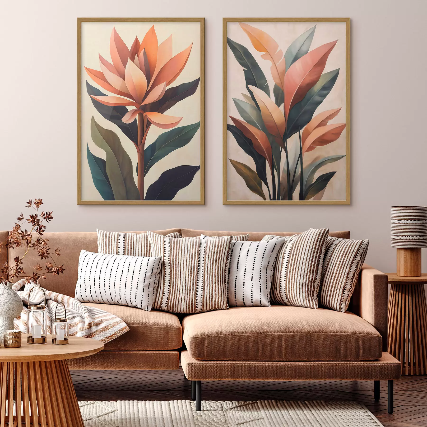 Papier peint Fleurs et feuilles abstraites d31105