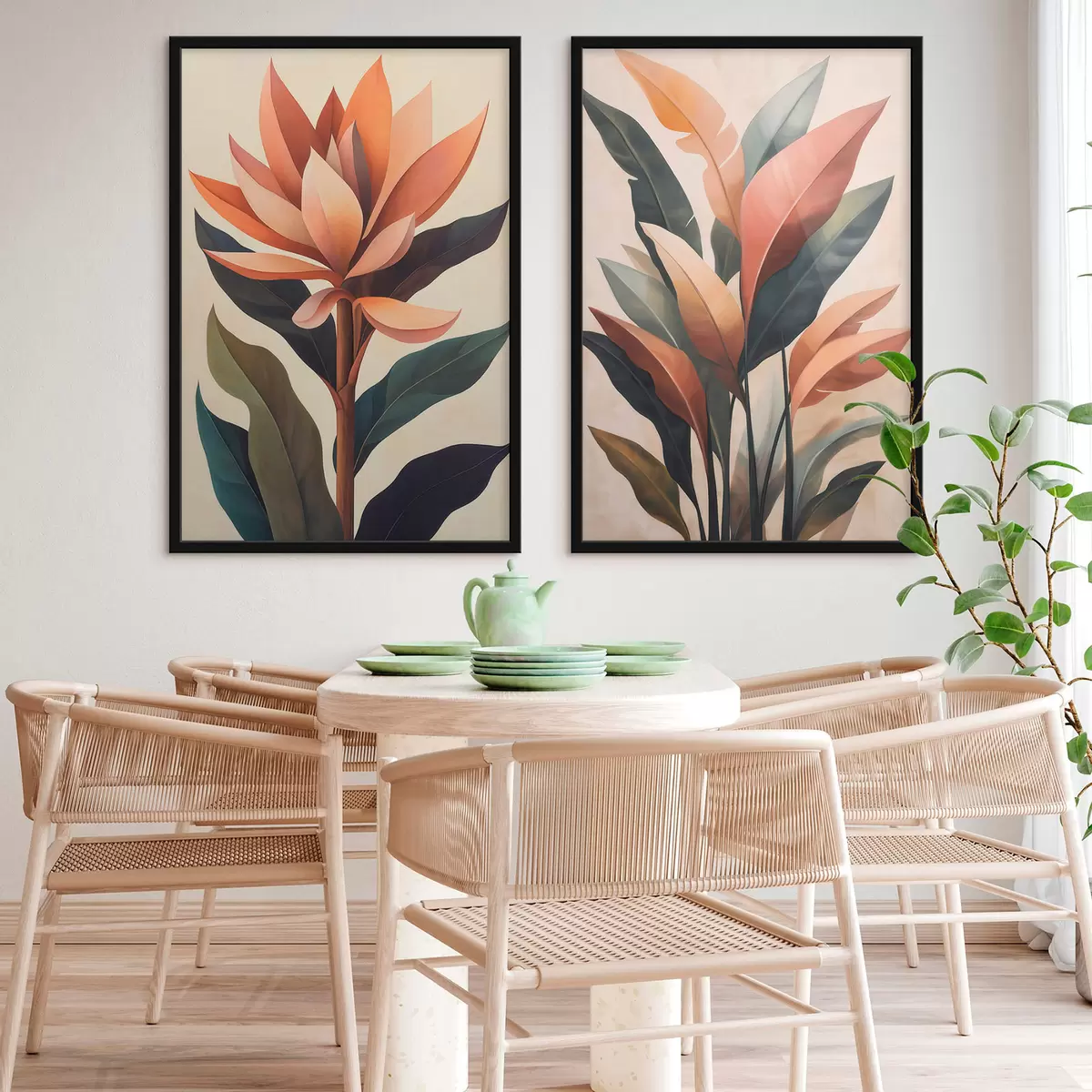 Poster Fleurs et feuilles abstraites d31105
