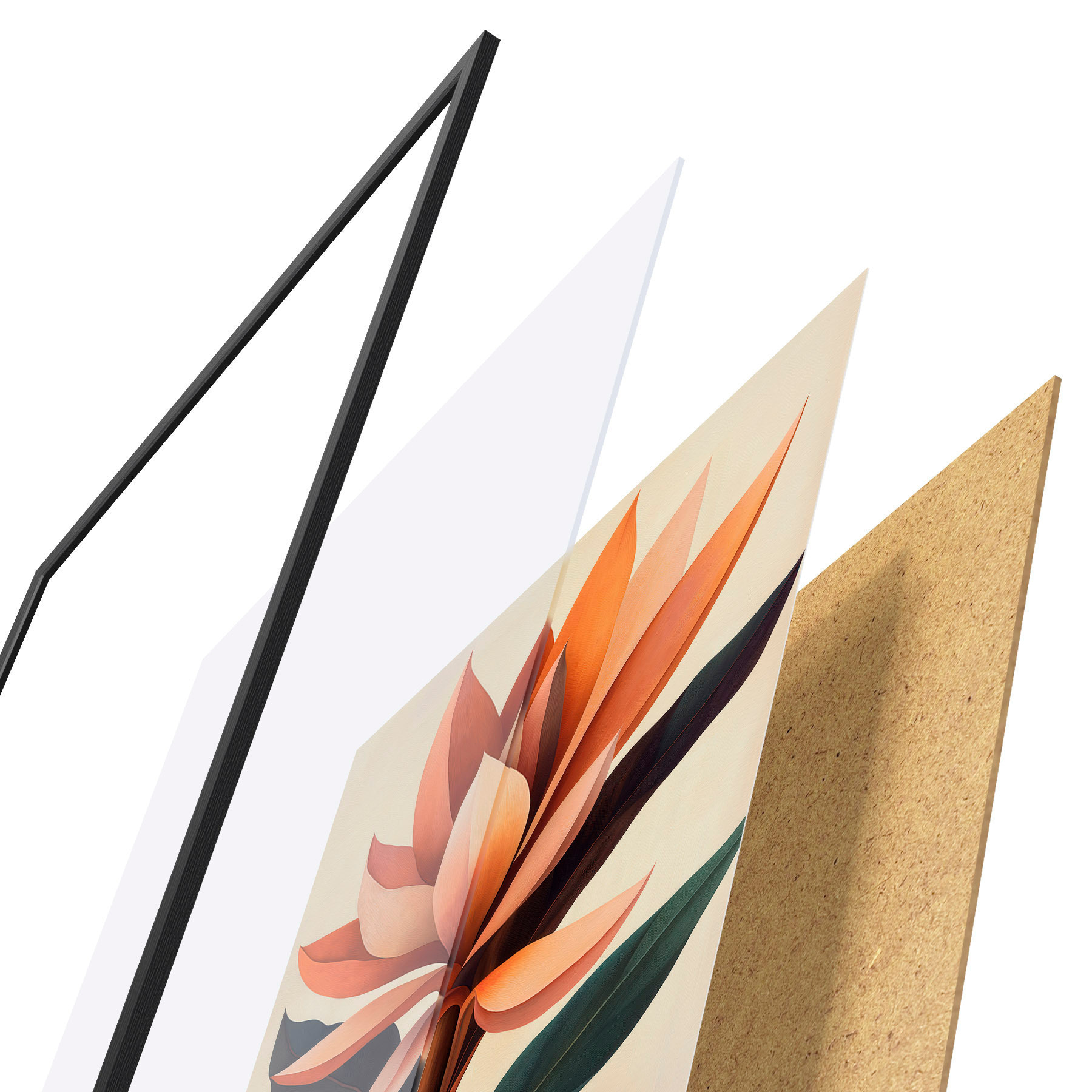 Poster Fleurs et feuilles abstraites d31105