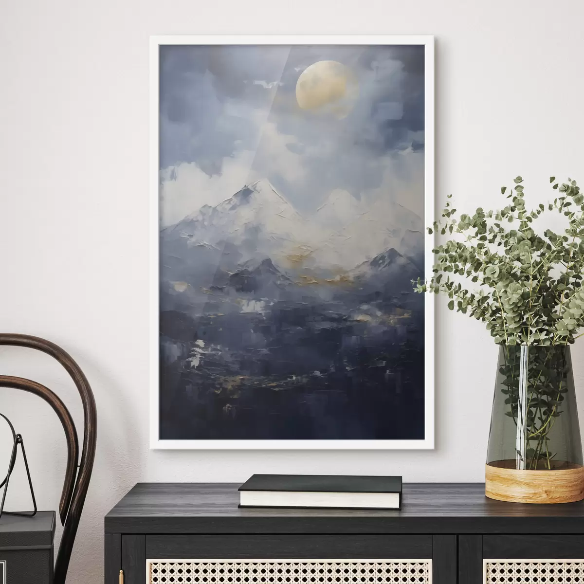 Poster Paysage de montagne nocturne, d'après un tableau f51165