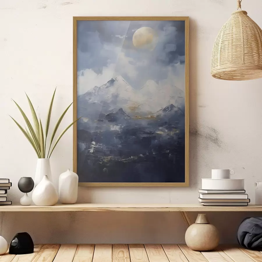 Papier peint Paysage de montagne nocturne, d'après un tableau f51165