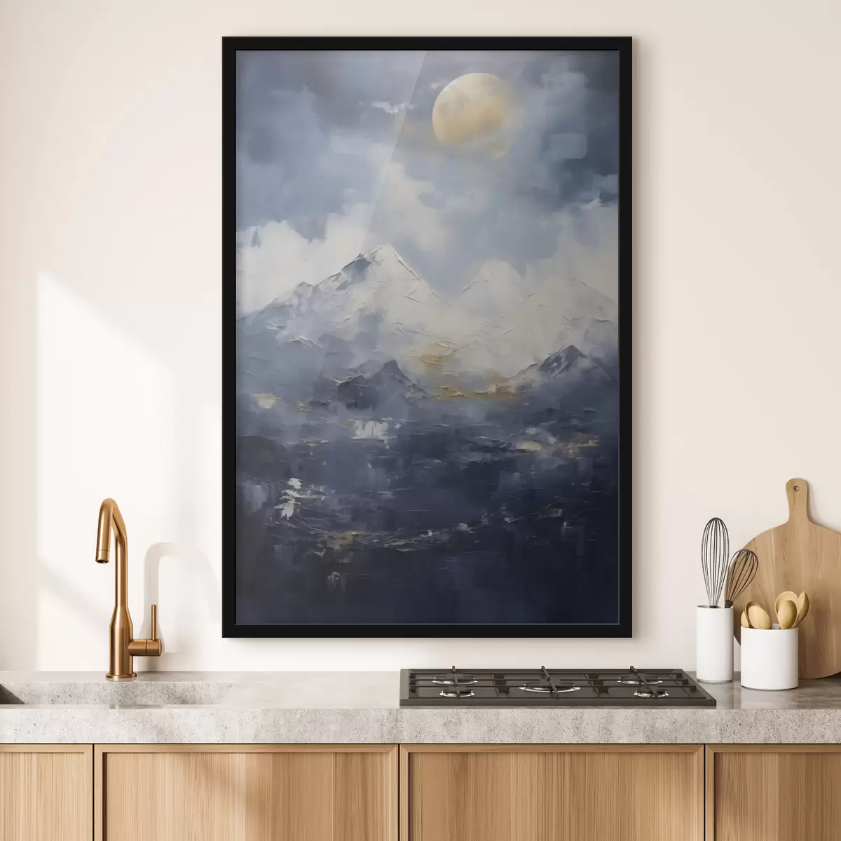Poster Paysage de montagne nocturne, d'après un tableau f51165