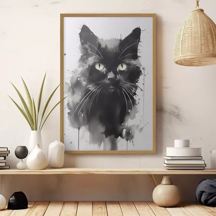 Papier peint Portrait d'un chat, imitation d'un tableau f51169