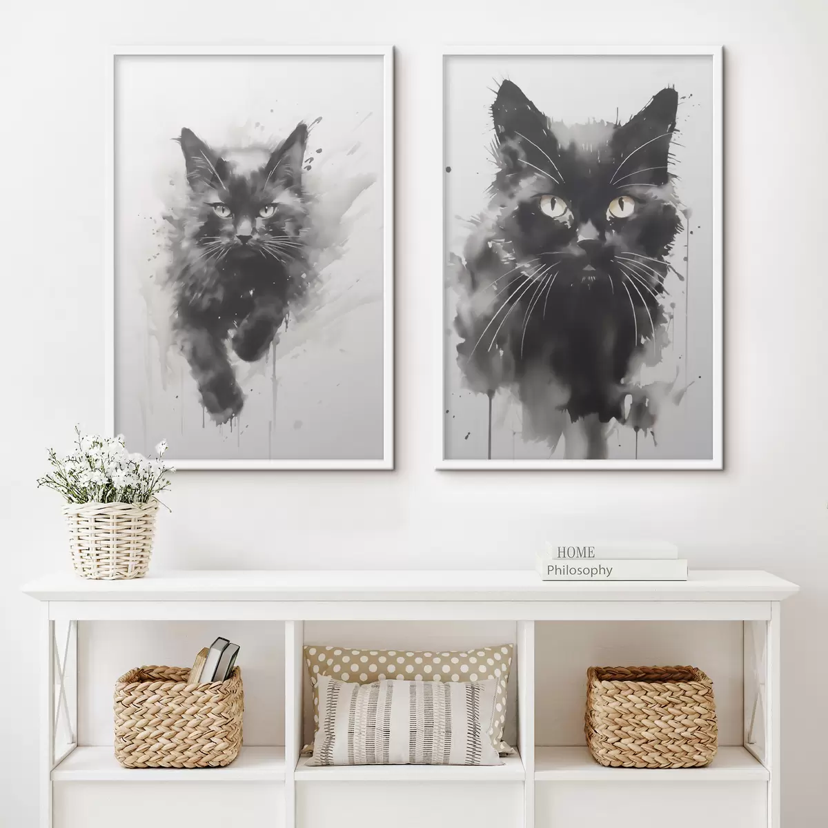 Poster Chat, imitation d'un tableau d31110