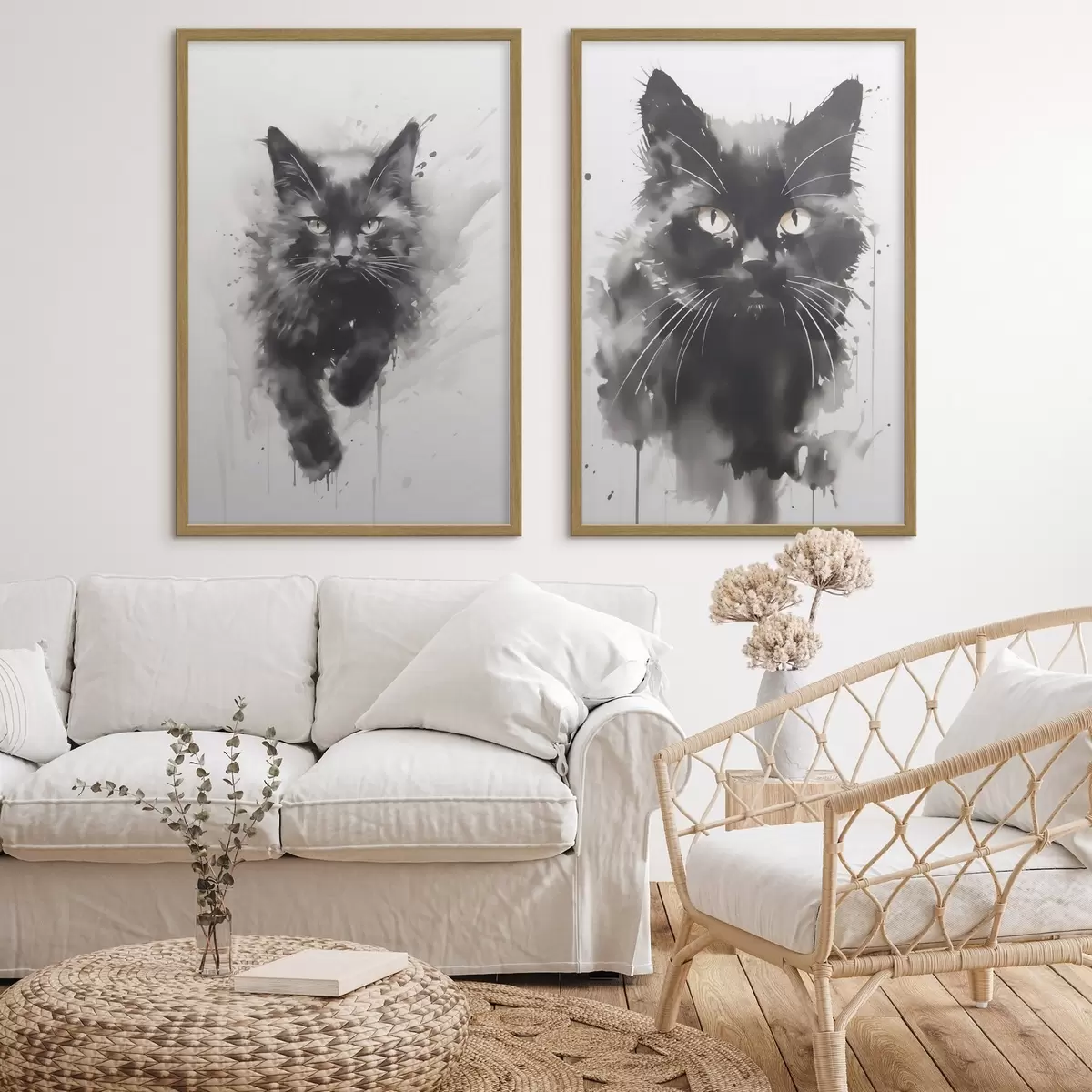 Poster Chat, imitation d'un tableau d31110