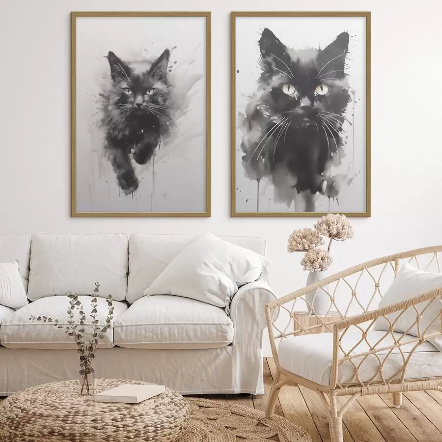 Papier peint Chat, imitation d'un tableau d31110