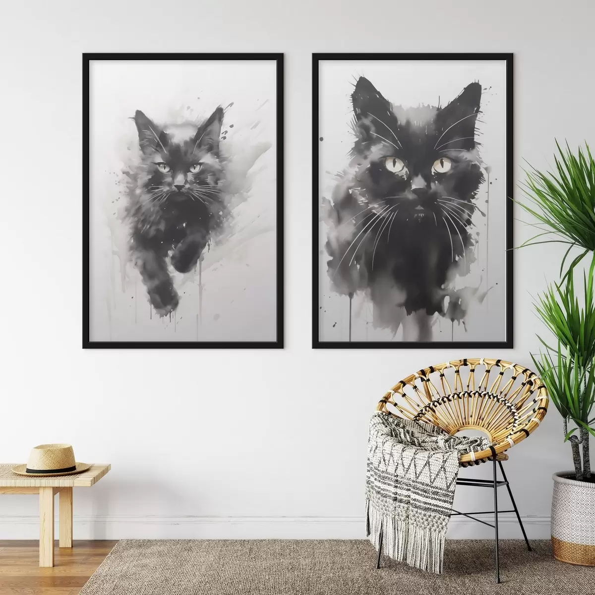 Poster Chat, imitation d'un tableau d31110