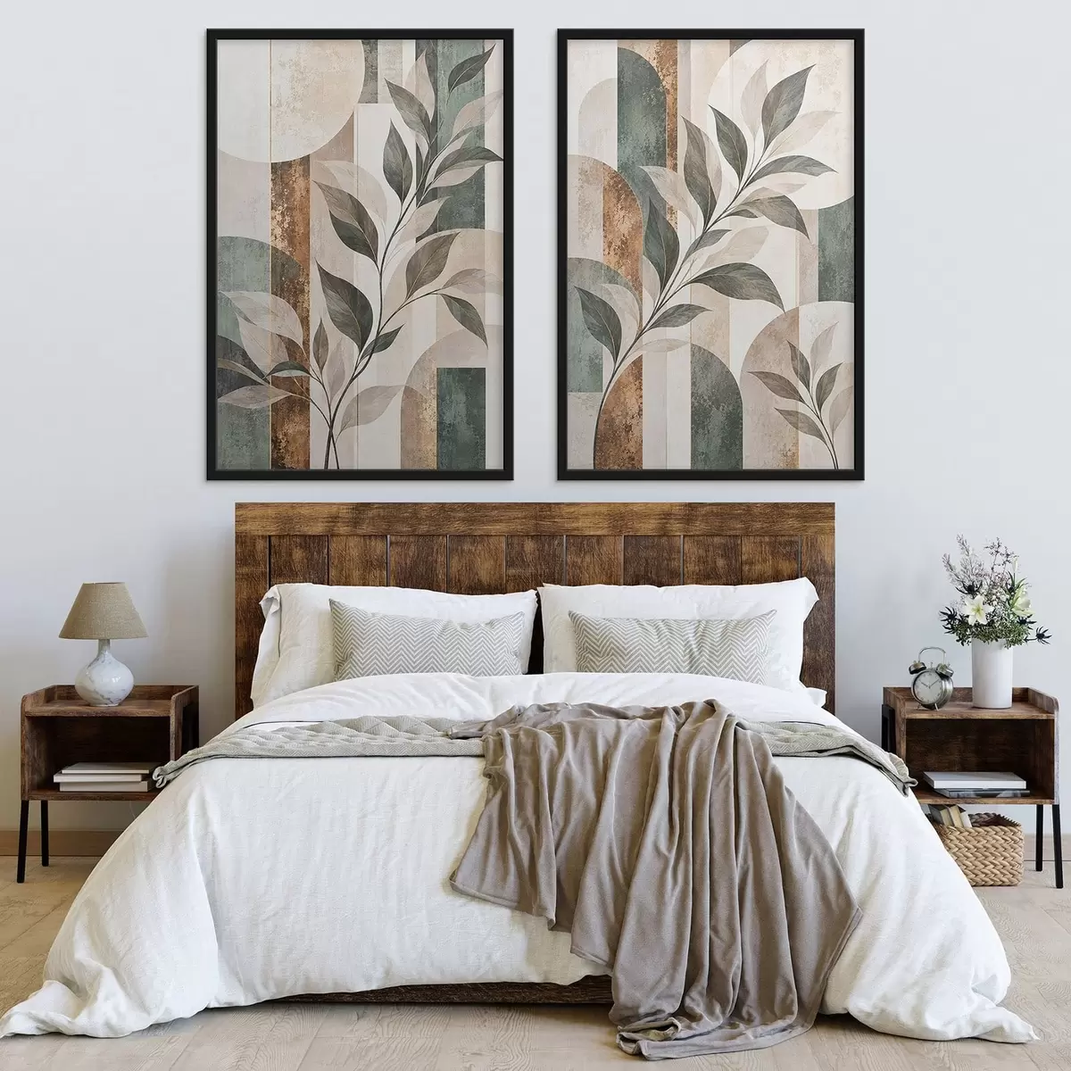 Poster Abstraction avec une branche feuillue d31117