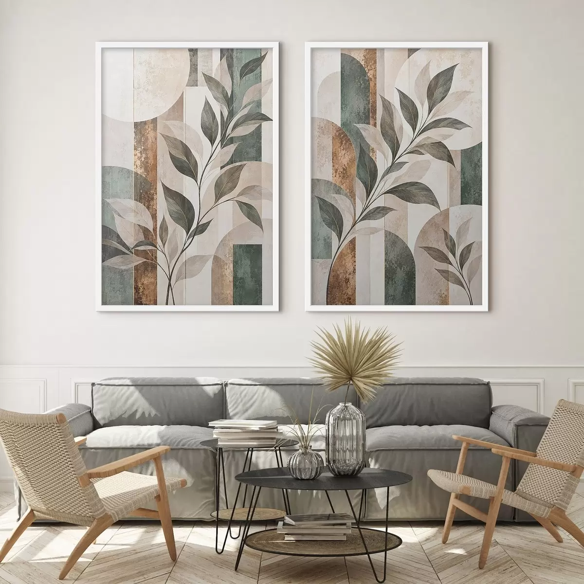Poster Abstraction avec une branche feuillue d31117