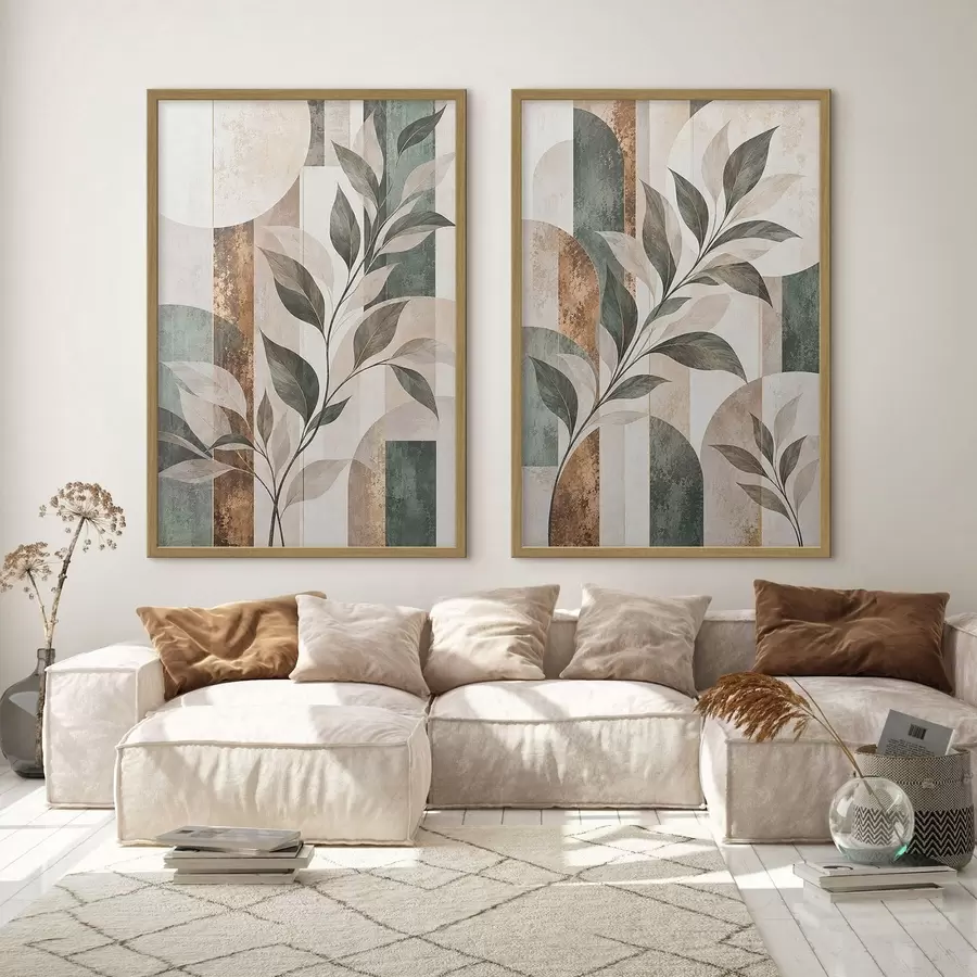 Papier peint Abstraction avec une branche feuillue d31117