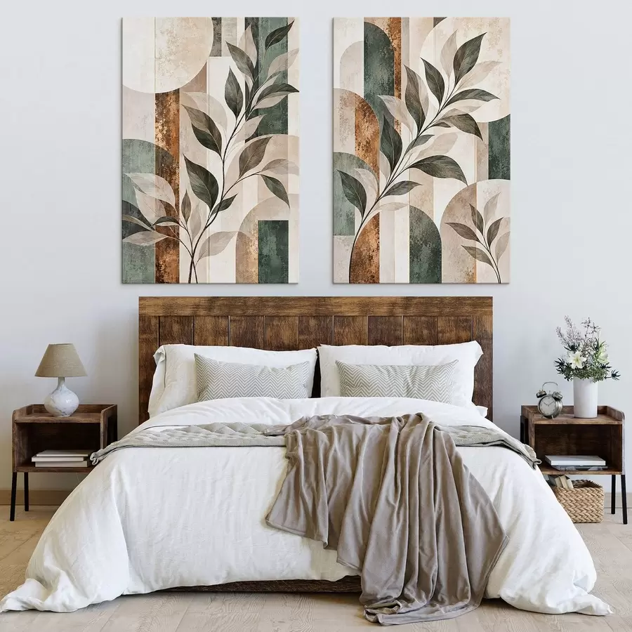 Tableau Abstraction avec une branche feuillue m31117
