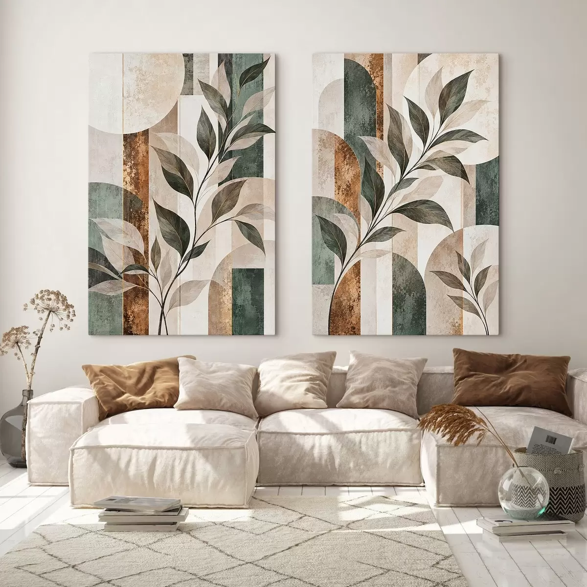 Tableau Abstraction avec une branche feuillue m31117