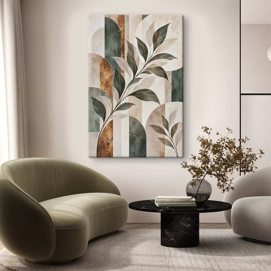 Papier peint Abstraction avec une branche feuillue s51181