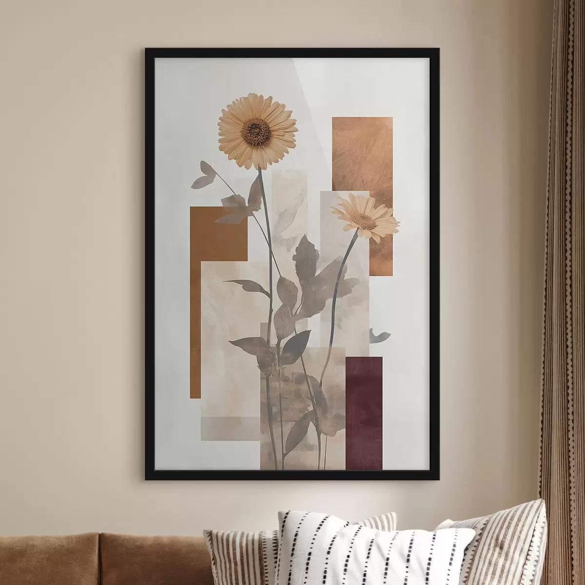 Poster Fleurs et formes géométriques f51179