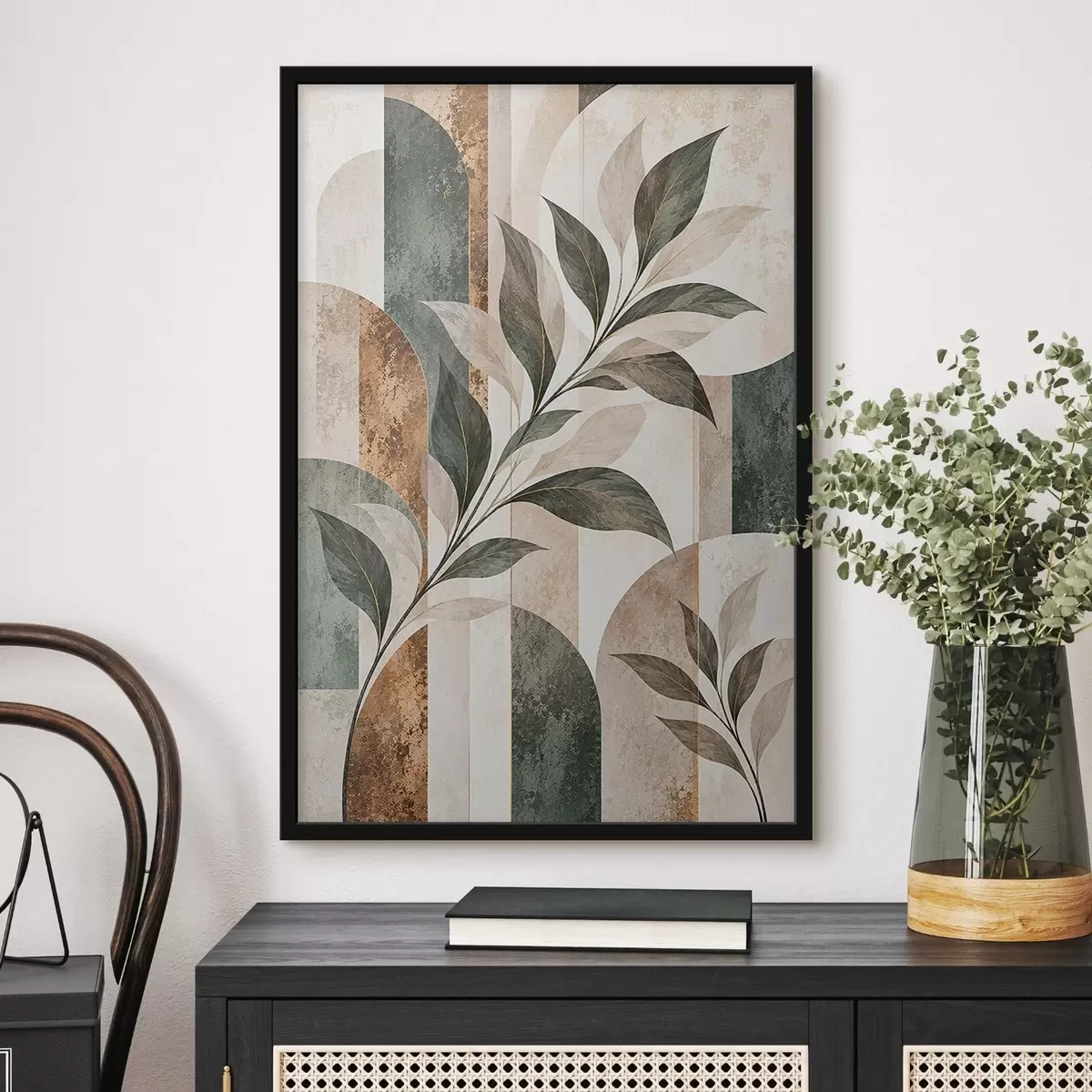 Poster Abstraction avec une branche feuillue f51181