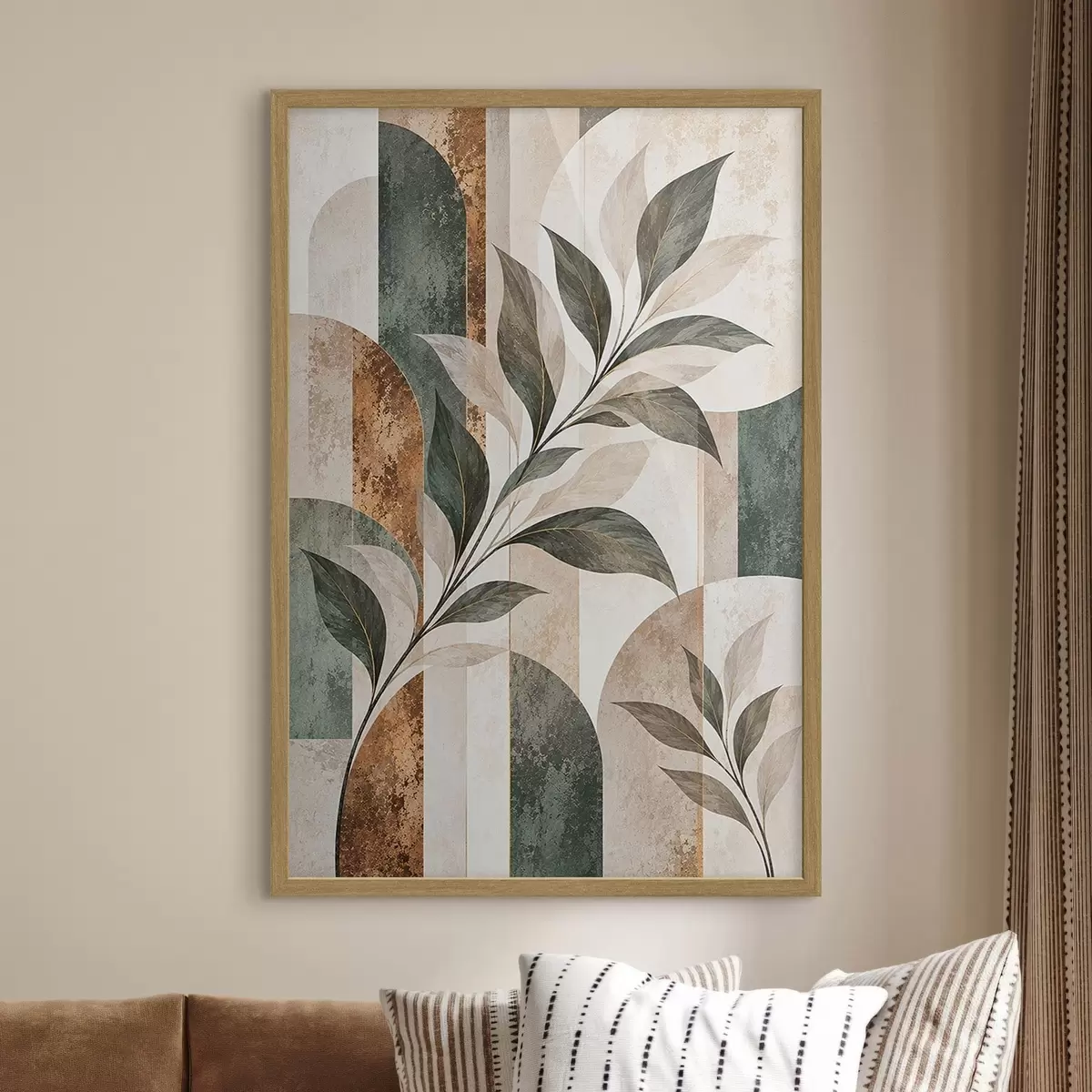 Poster Abstraction avec une branche feuillue f51181