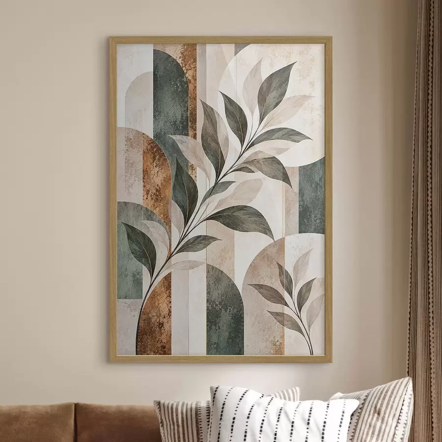 Papier peint Abstraction avec une branche feuillue f51181