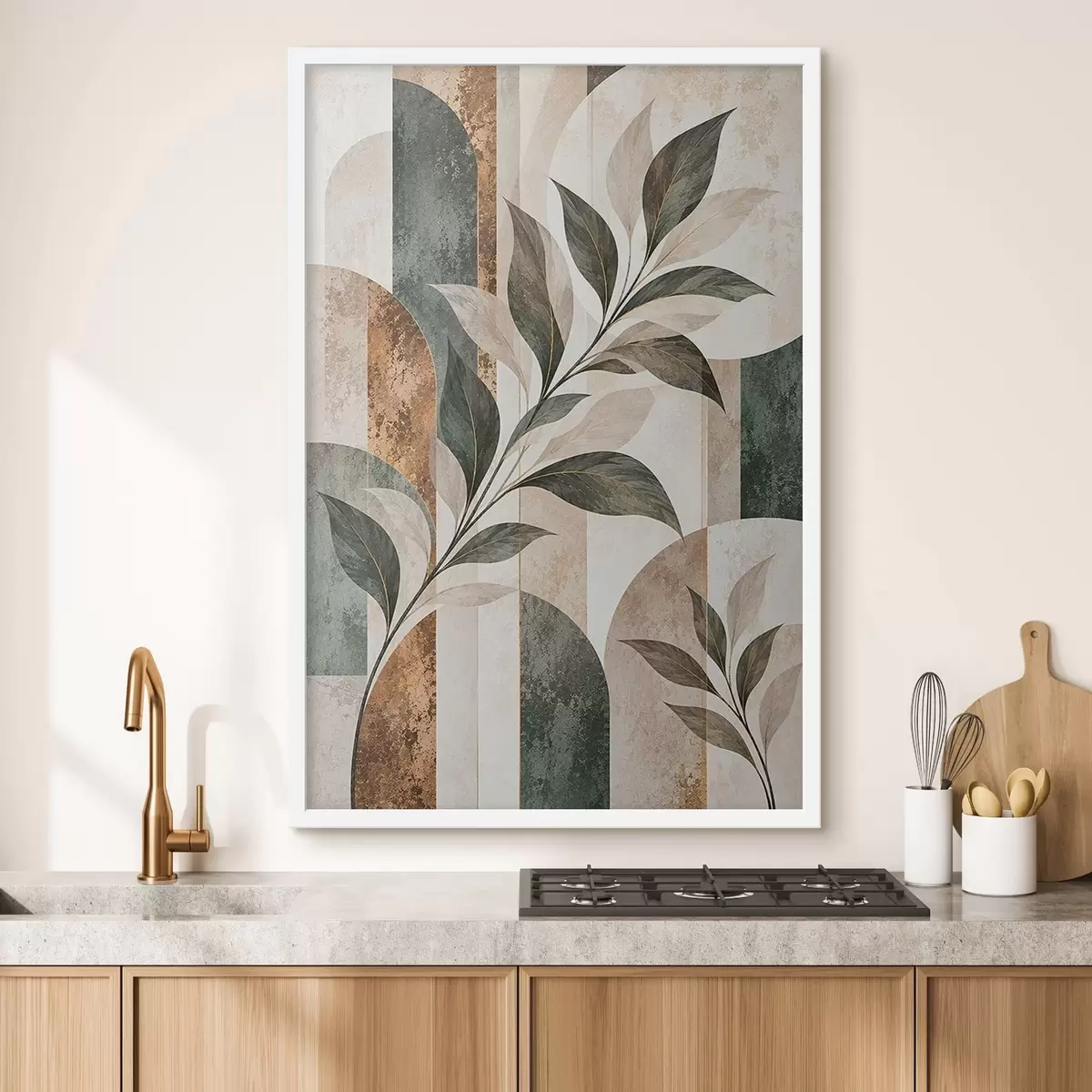 Poster Abstraction avec une branche feuillue f51181