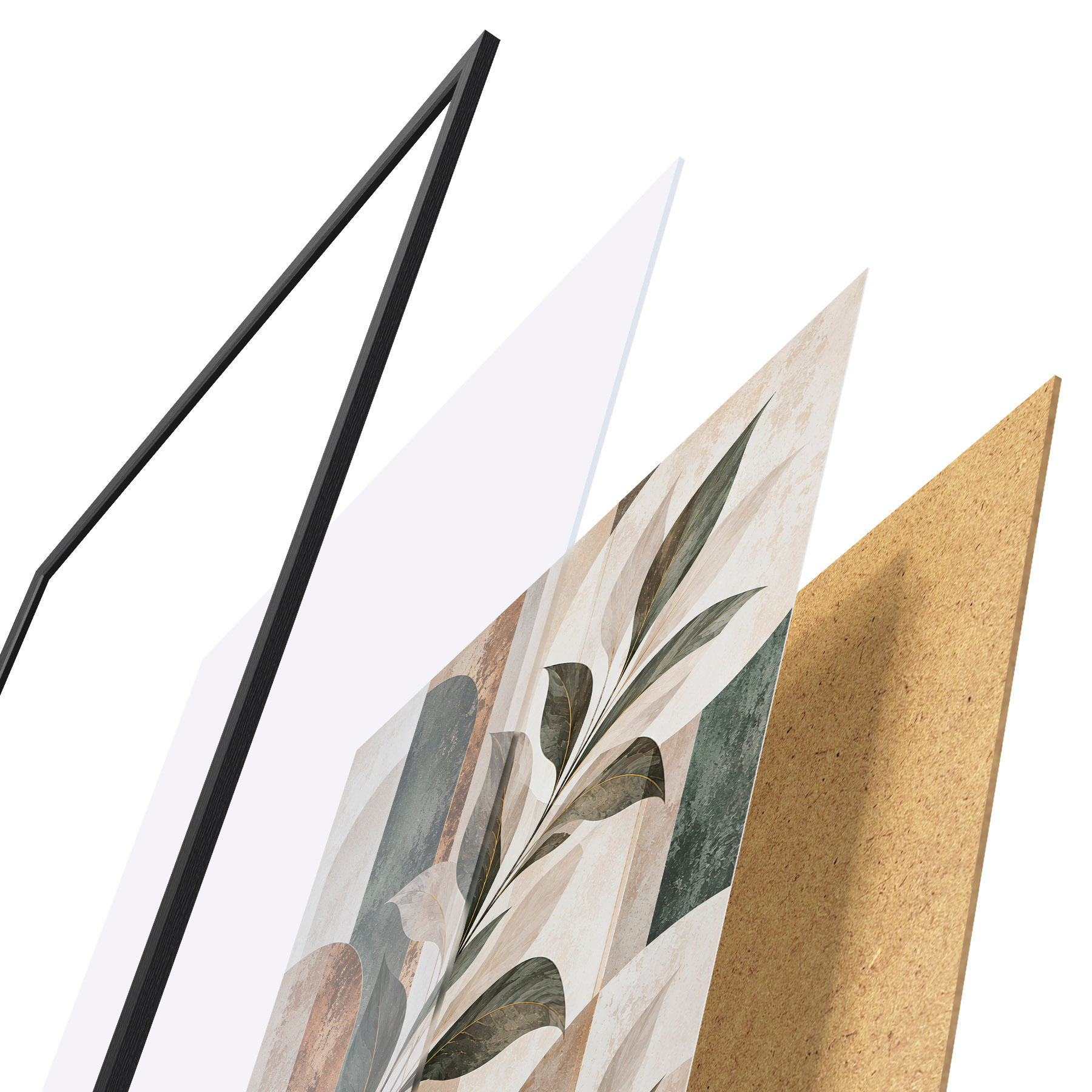 Poster Abstraction avec une branche feuillue f51181