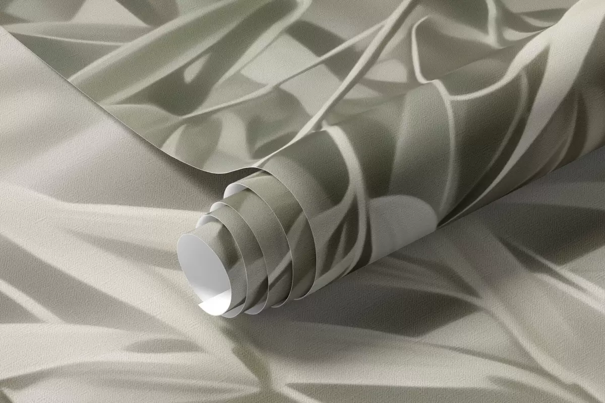 Papier peint Une forêt de bambous mystique, enveloppée d'une brume légère, aux tons olive discrets et blanc laiteux w10090