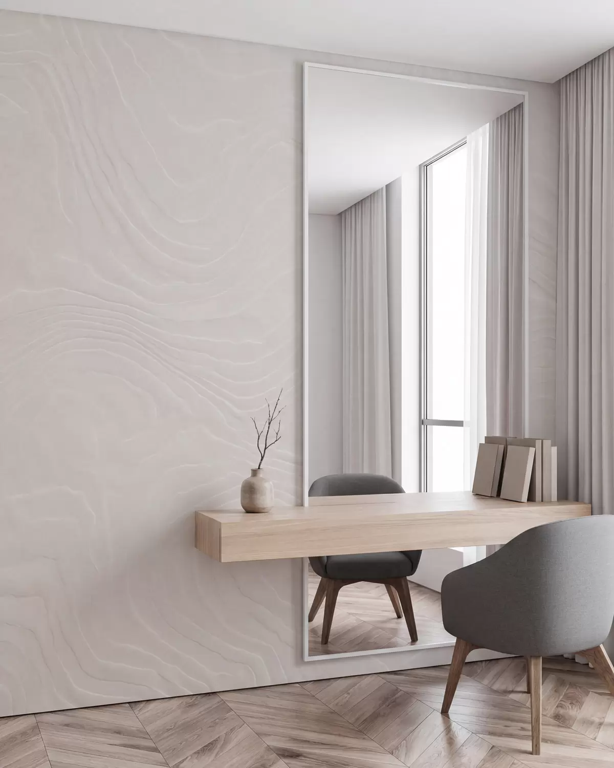 Papier peint Texture abstraite et légère, caractérisée par des lignes ondulées fluides et un effet de plâtre naturel w10092