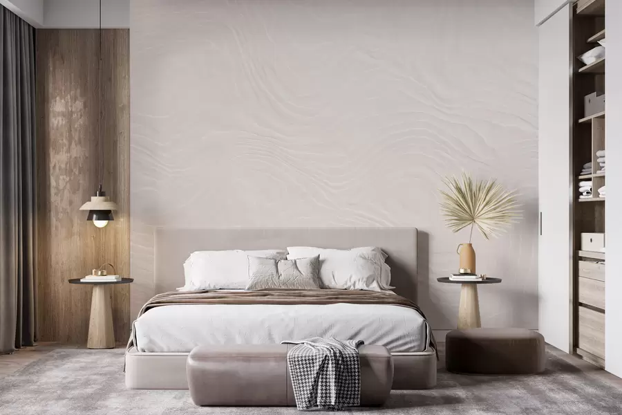Papier peint Texture abstraite et légère, caractérisée par des lignes ondulées fluides et un effet de plâtre naturel w10092