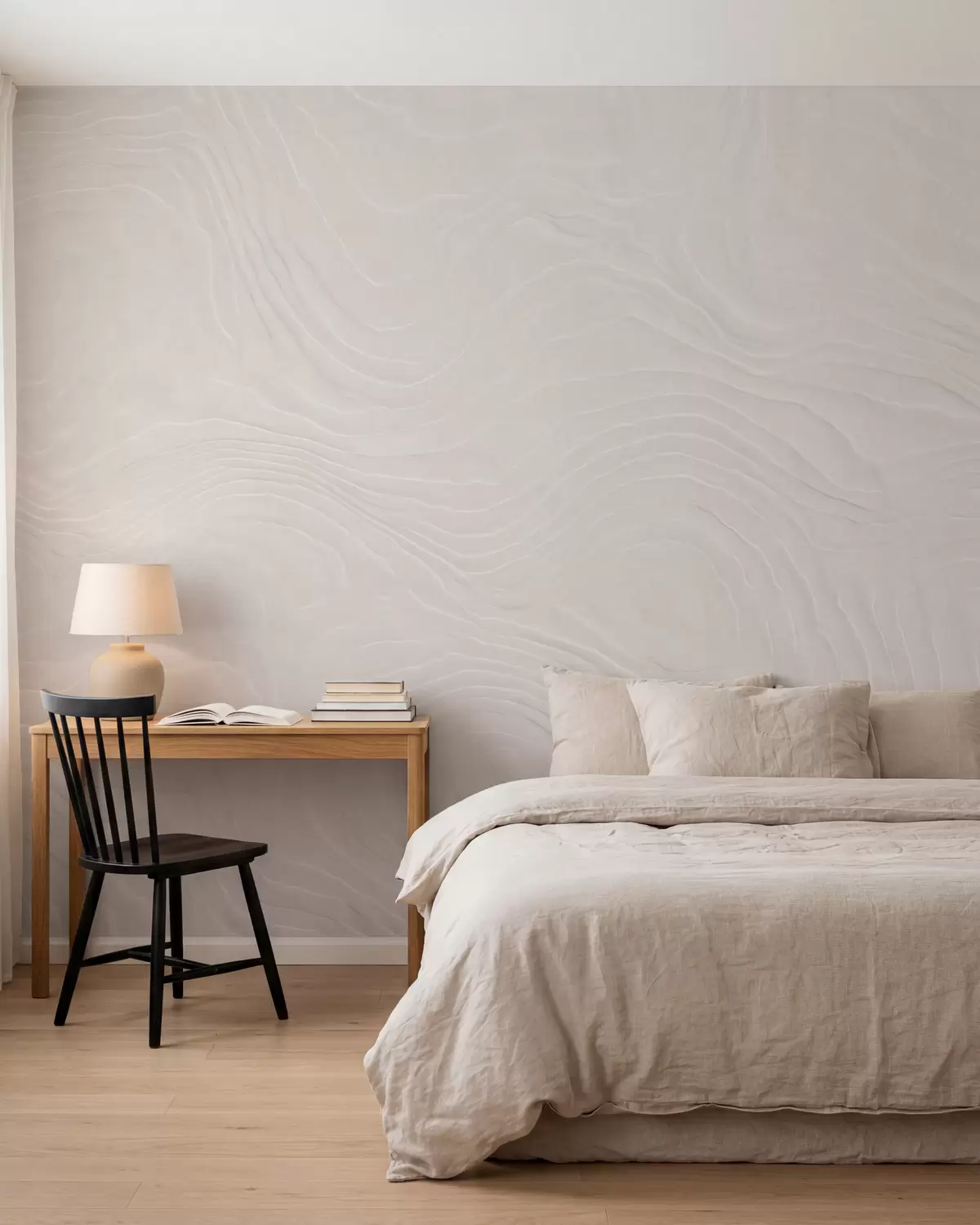 Papier peint Texture abstraite et légère, caractérisée par des lignes ondulées fluides et un effet de plâtre naturel w10092