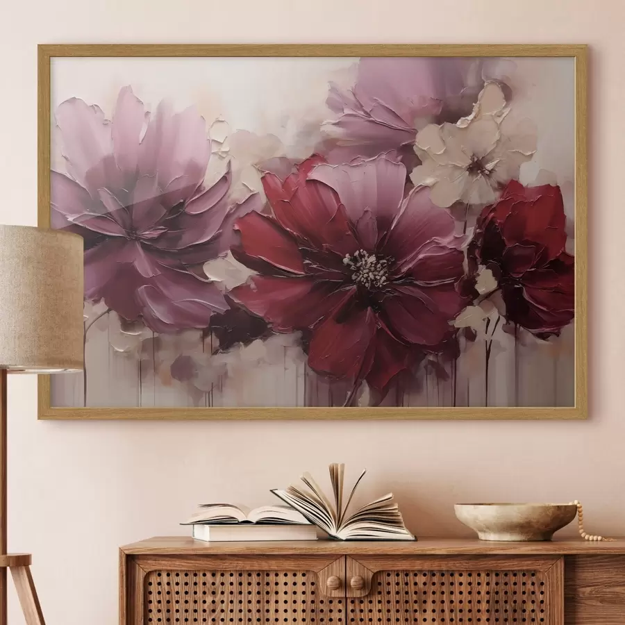 Papier peint Dahlia « Lush Burgundy » et « Powder » f51086