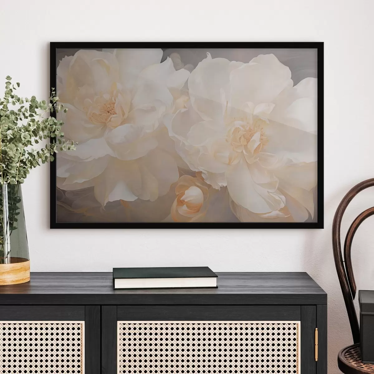Poster Gros plan sur des pivoines doubles claires f51088
