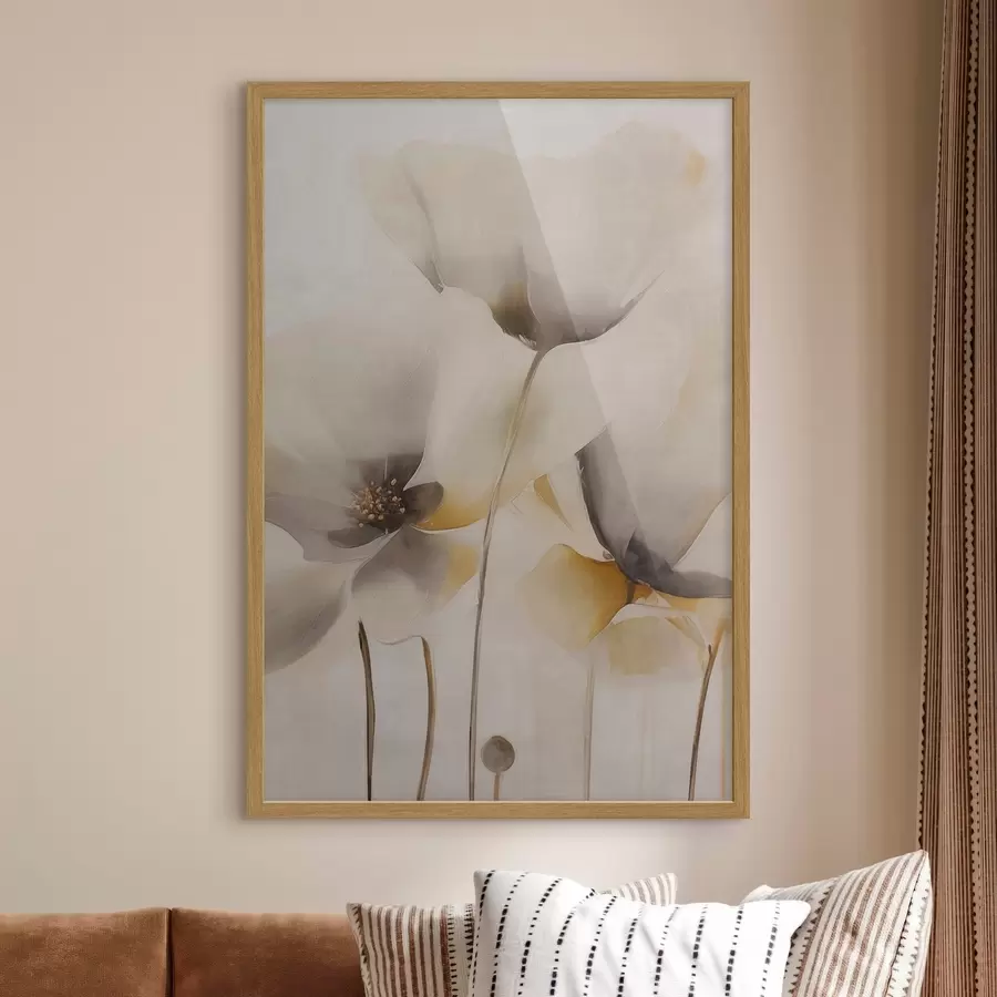 Papier peint Coquelicots aériens dans une palette de beiges f51090