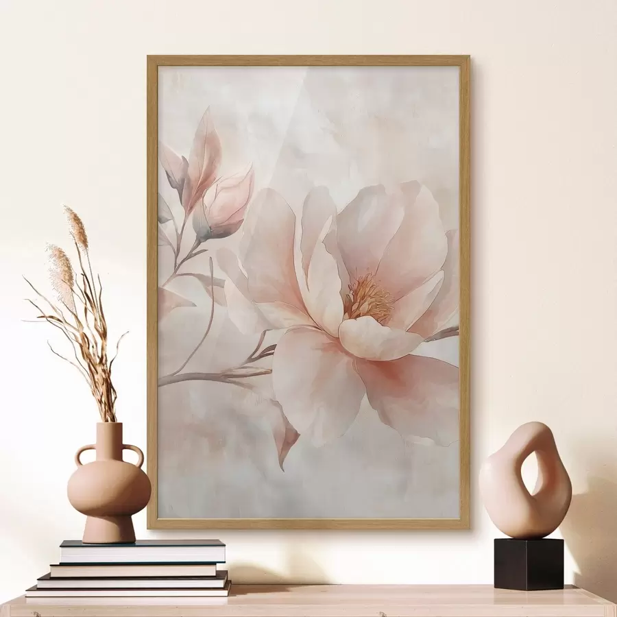 Papier peint Pivoine en poudre avec bouton f51097