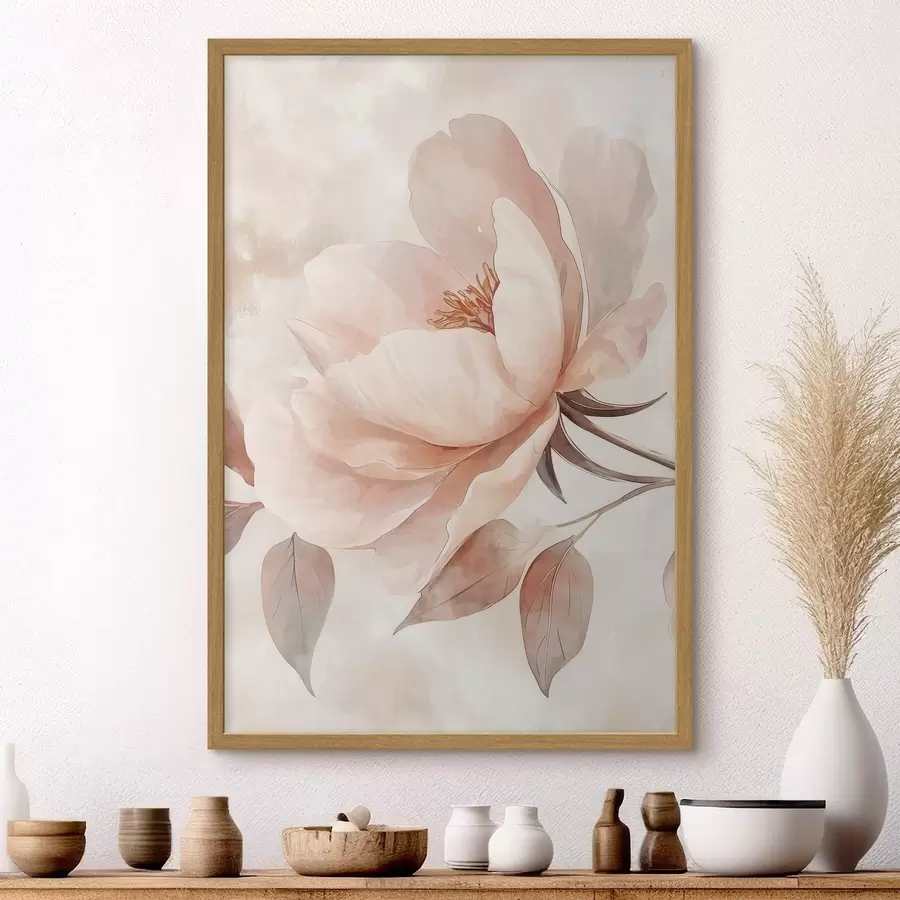 Papier peint Fleur rose-beige à l'aquarelle f51098