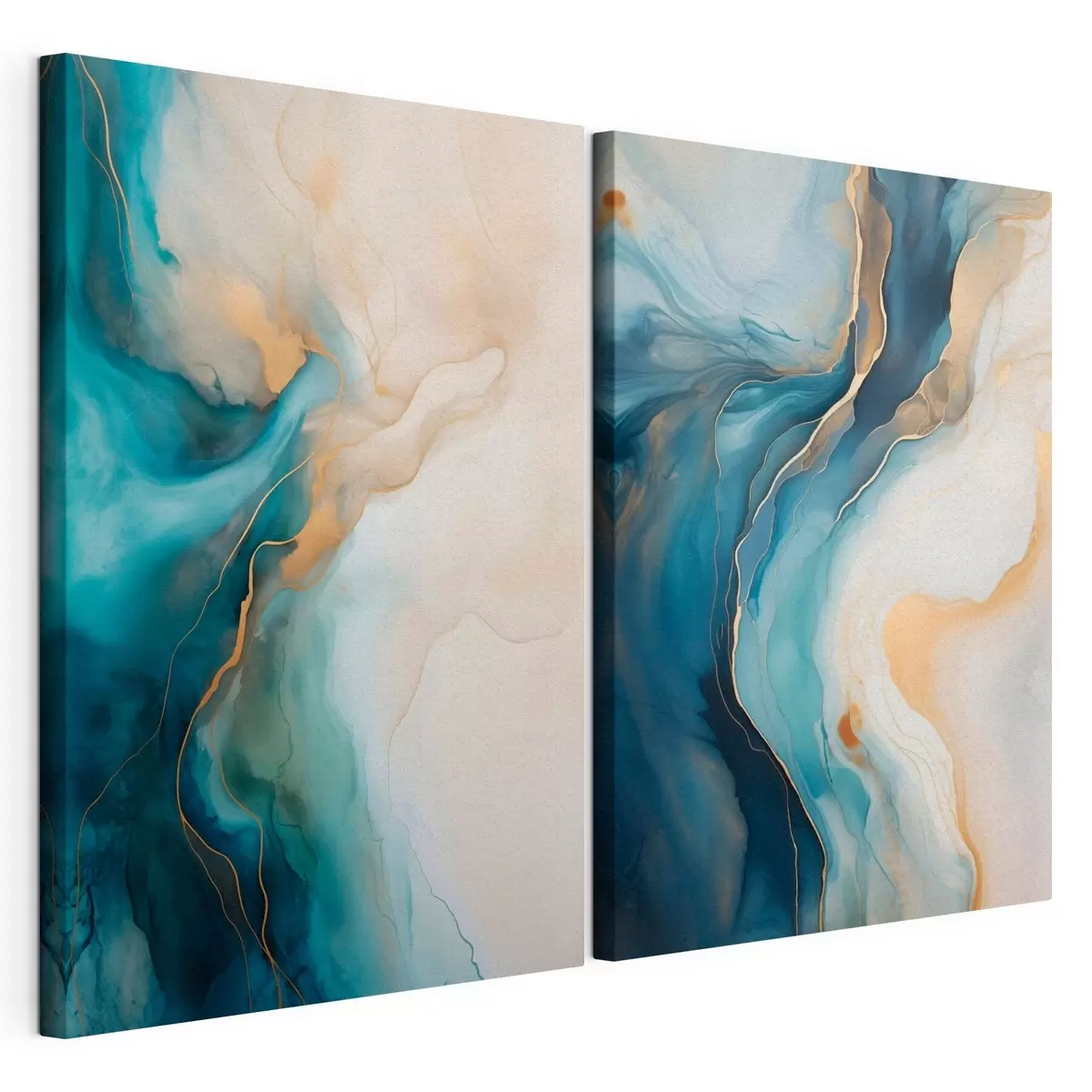 Tableau Vagues de marbre bleu azur et émeraude m31088