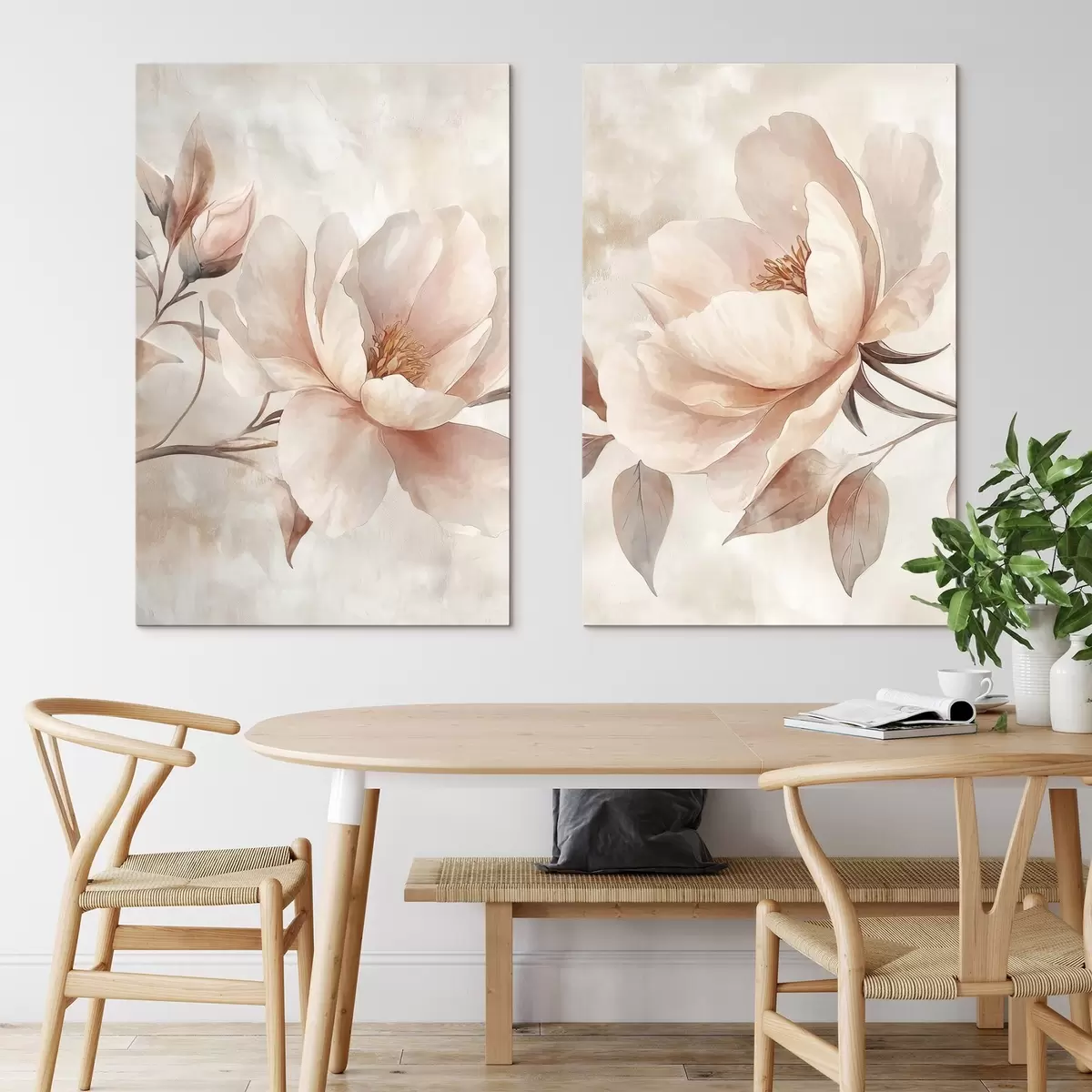 Tableau Pivoines à l'aquarelle en poudre m31091
