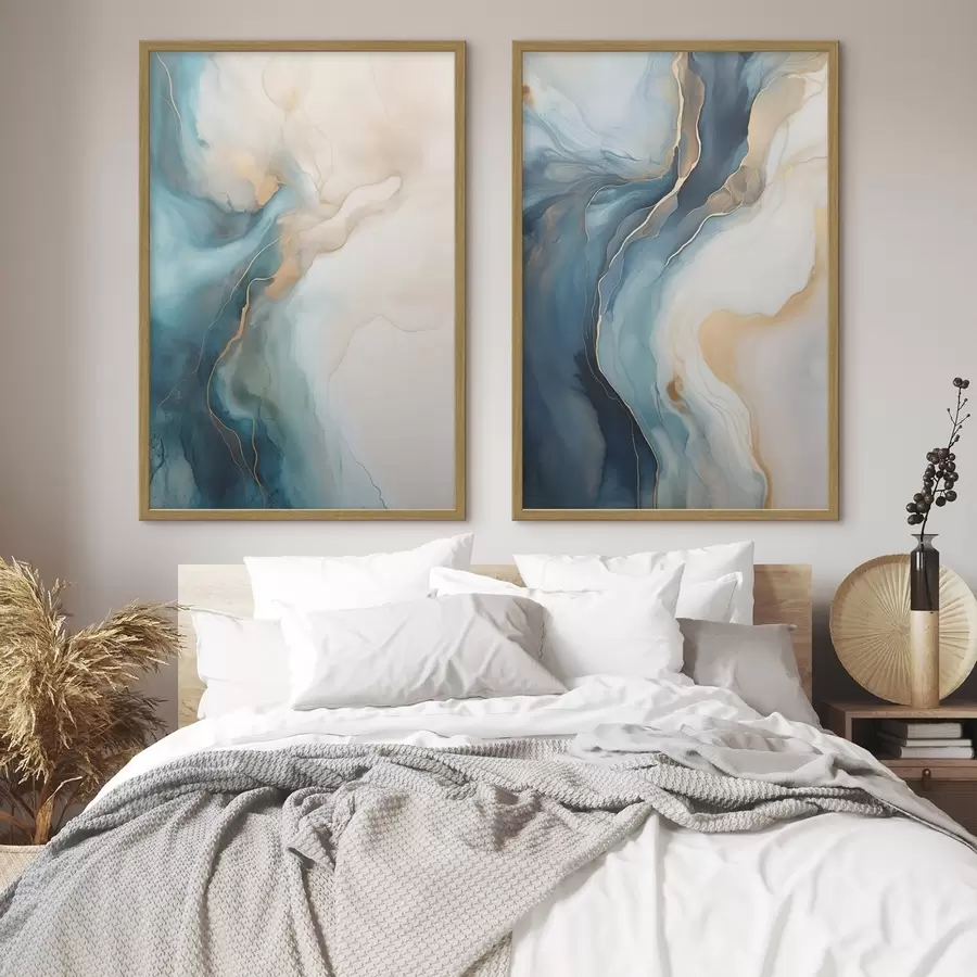 Papier peint Vagues de marbre bleu azur et émeraude d31088