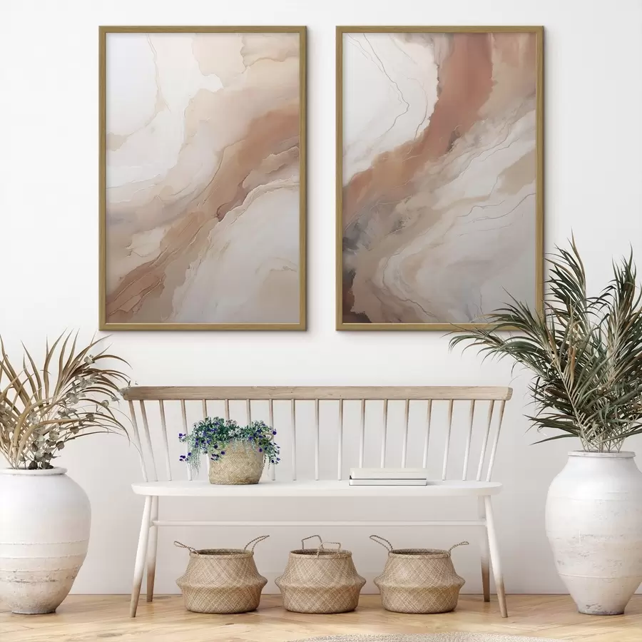 Papier peint Couches d'art fluide beige et terre cuite d31089