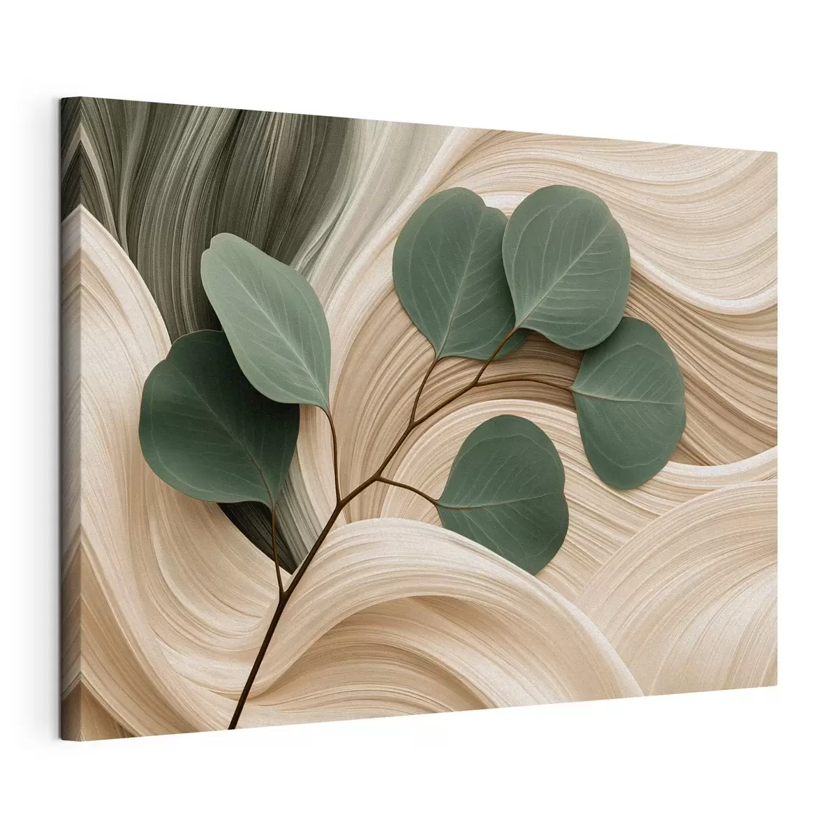 Tableau Feuilles abstraites et lignes ondulées s51283