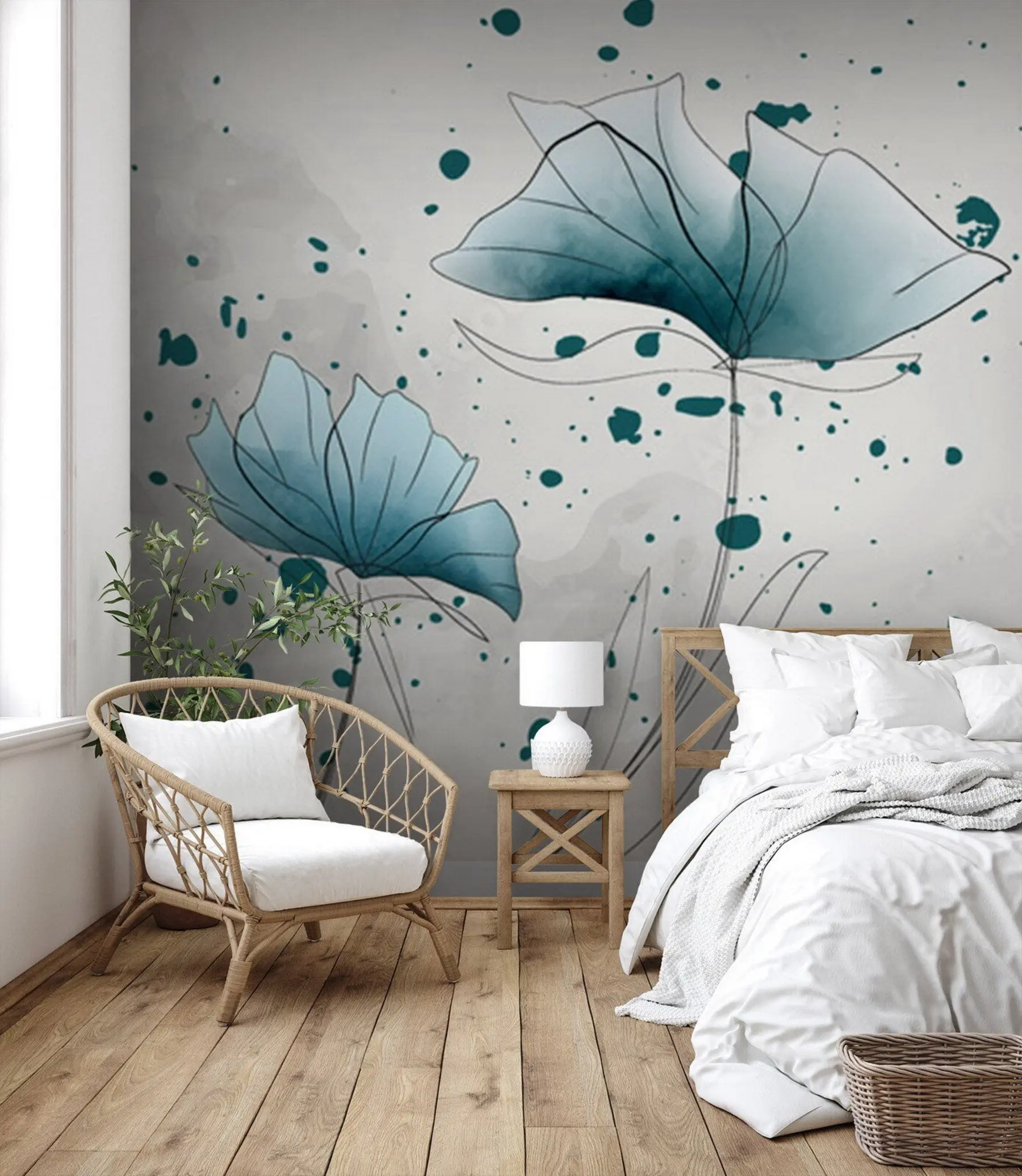 Papier peint Fleurs bleues aquarelles u72112