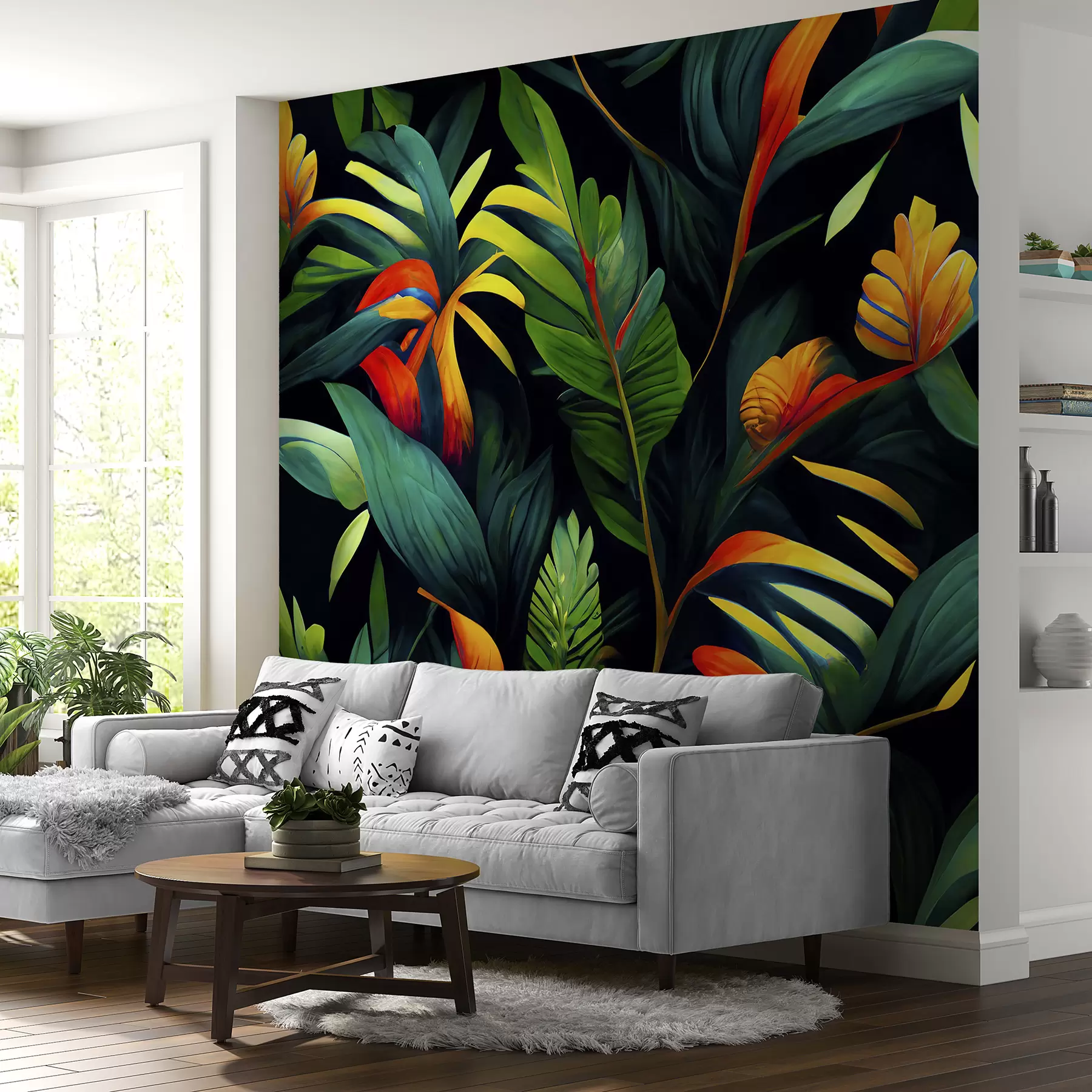 Papier peint Jungle tropicale lumineuse u72390