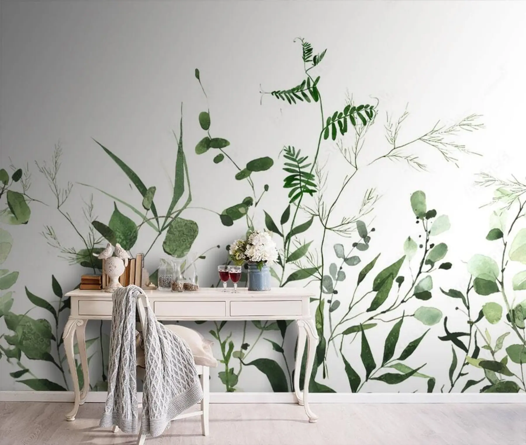 Papier peint Branches sauvages vertes u72395