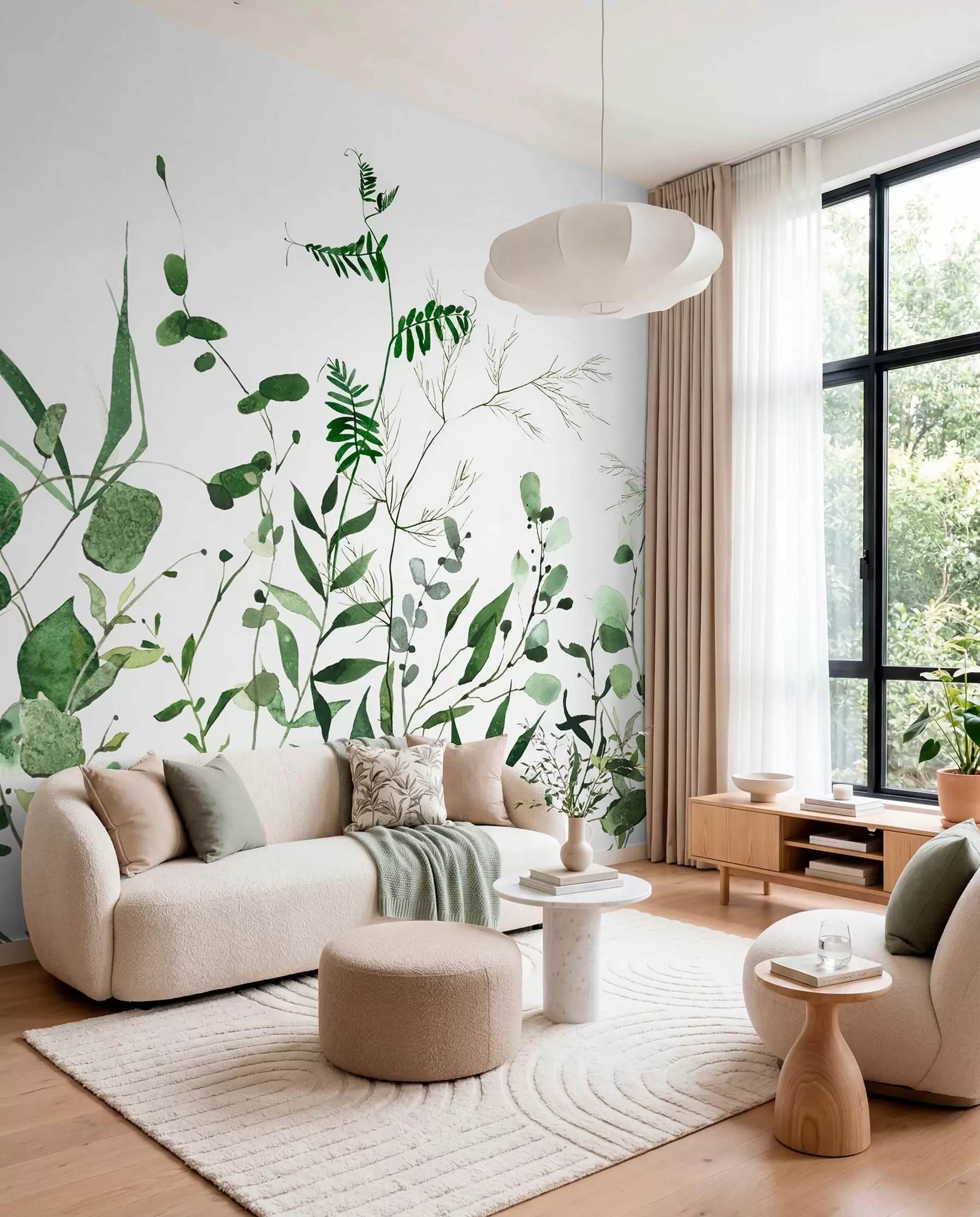 Papier peint Branches sauvages vertes u72395
