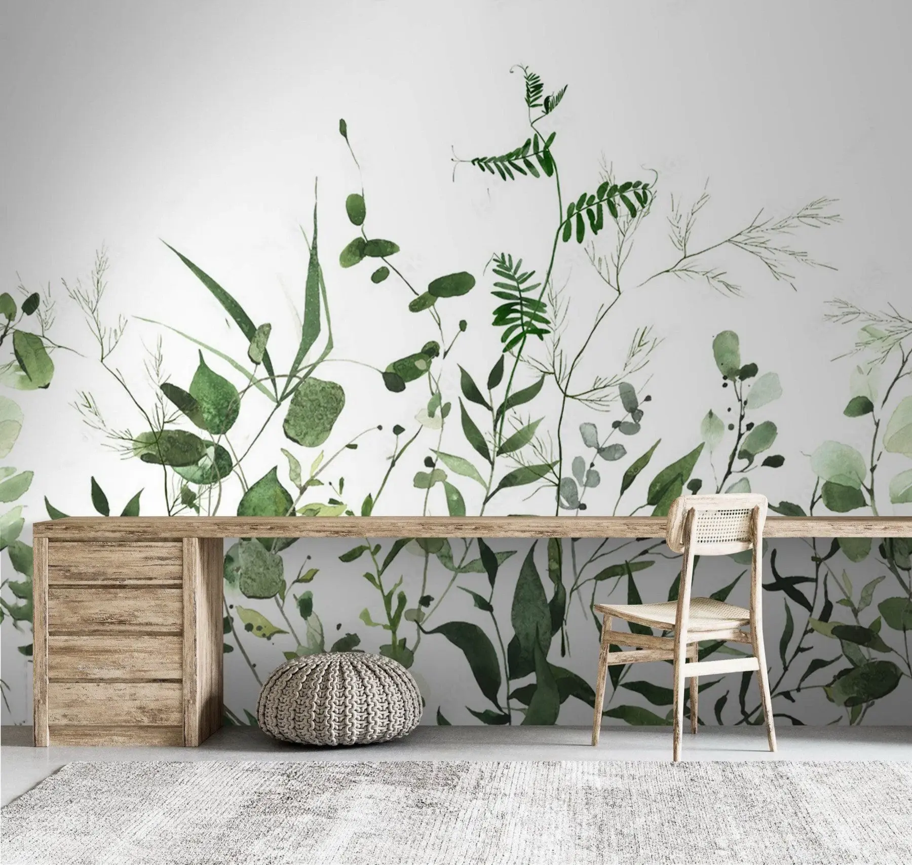 Papier peint Branches sauvages vertes u72395