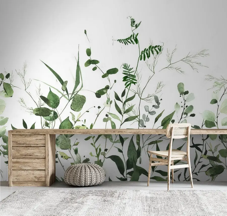 Papier peint Branches sauvages vertes u72395