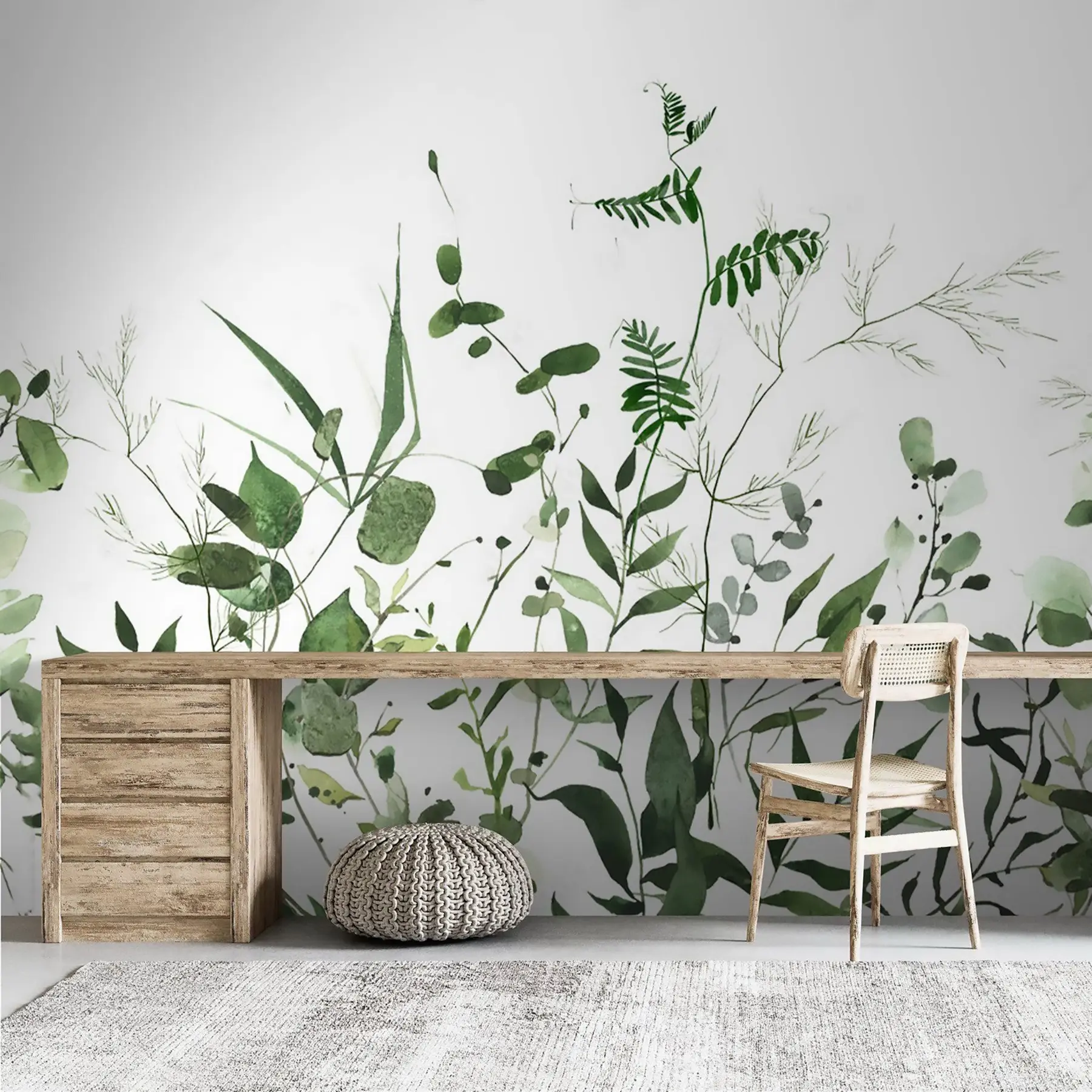 Papier peint Branches sauvages vertes u72395